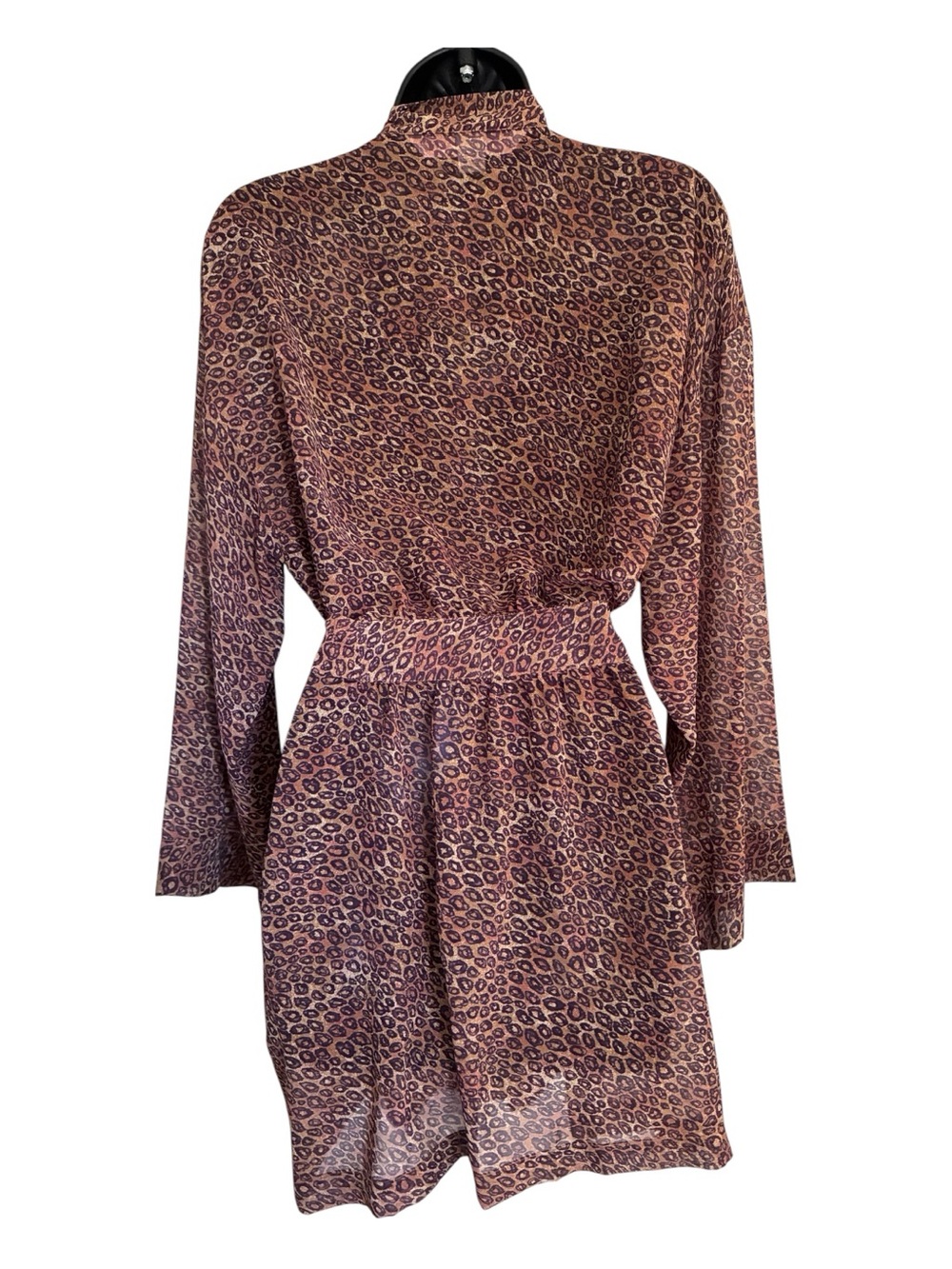 Vintage 90s 2000s Victorias Secret Leopard Print Short Robe Brown Sz OS - Picture 2 of 7